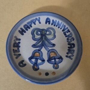 M. A. Hadley Blue Ceramic Anniversary Mini Plate Coaster 4.25 Inches